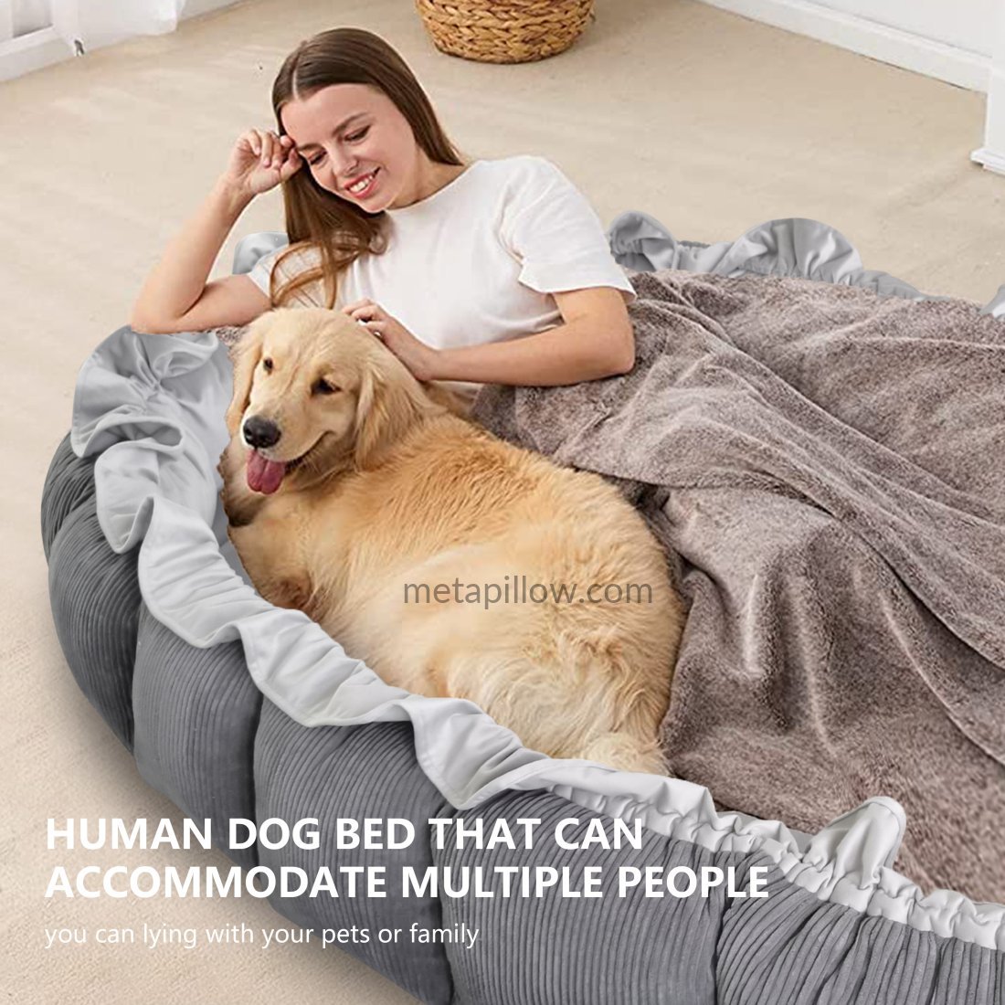 Dog beds next to human outlet bed